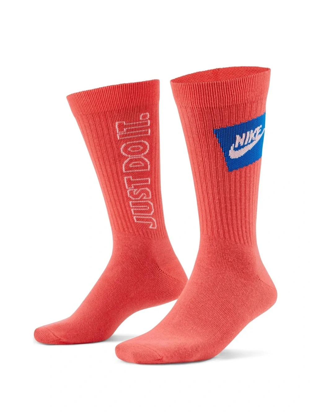 Nike Crew Socks Trio - Red, White, Lime with 'Just Do It' Branding
